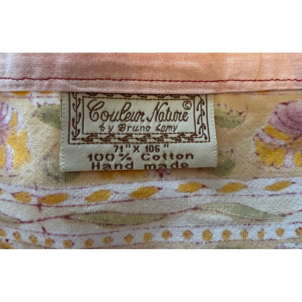 Couleur Nature Bruno Lamy Floral Cotton Tablecloth 72x59 Pink Yellow 2460